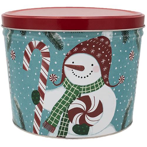 Peppermint Snowman Holiday Popcorn Tin