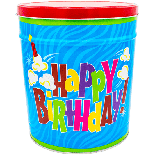 Happy Birthday Canister Popped Popcorn Tin