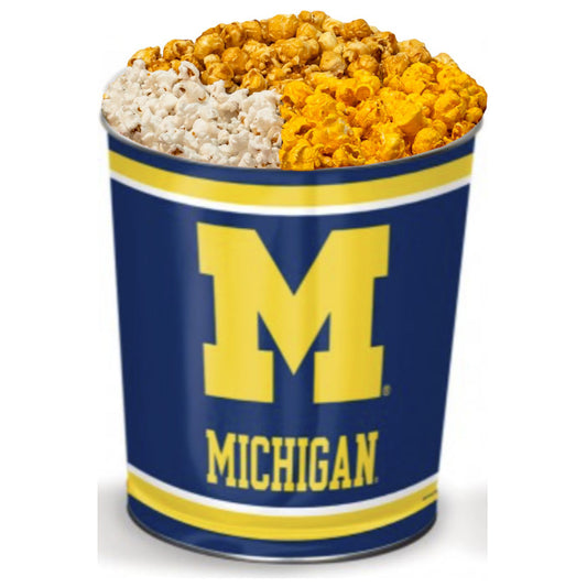 Michigan Wolverines 3-Way Mix Popcorn Tin