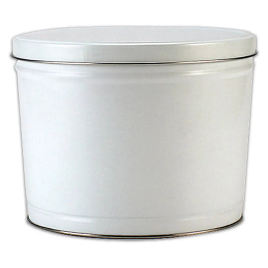 White Canister Popped Popcorn Tin
